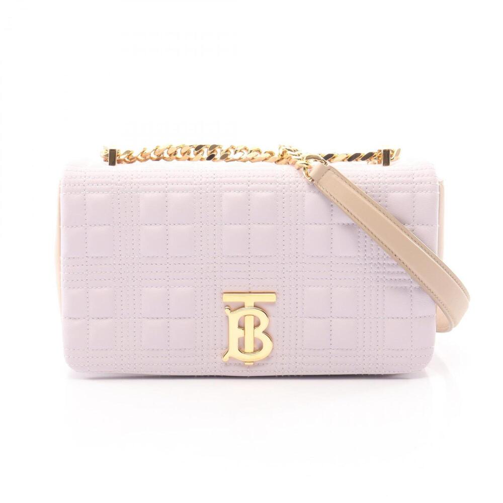 Burberry Lola Bag Small Shoulder Handbag Leather Women's Pink/Beige